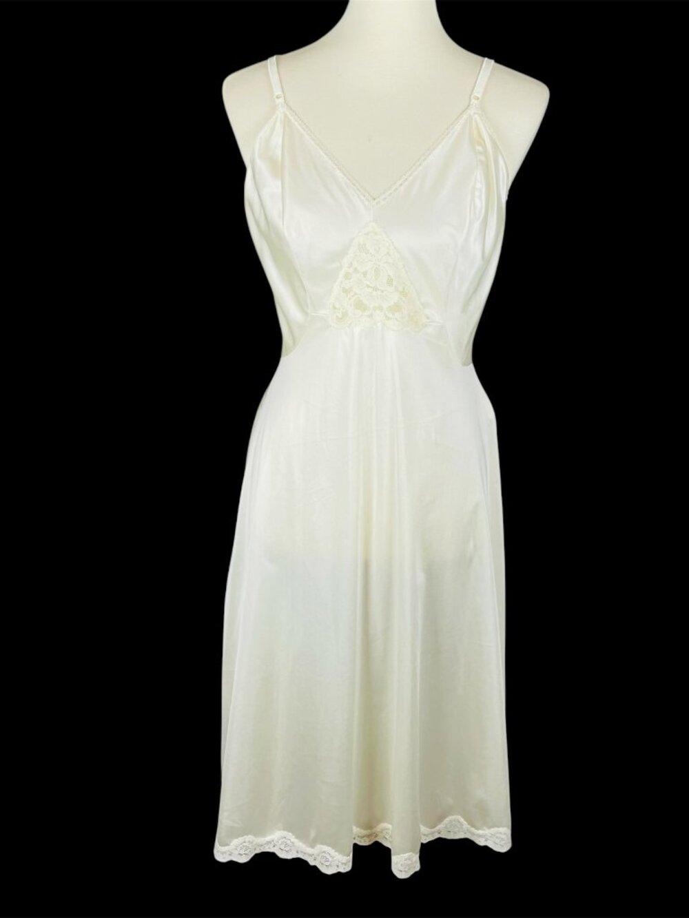 Vtg 70s Sears Doesn't Slip Sz 38 Ivory Lace Underdress Coquette Grunge Boho